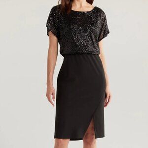 Sequin Dolman Sleeve Boat Neck Dress